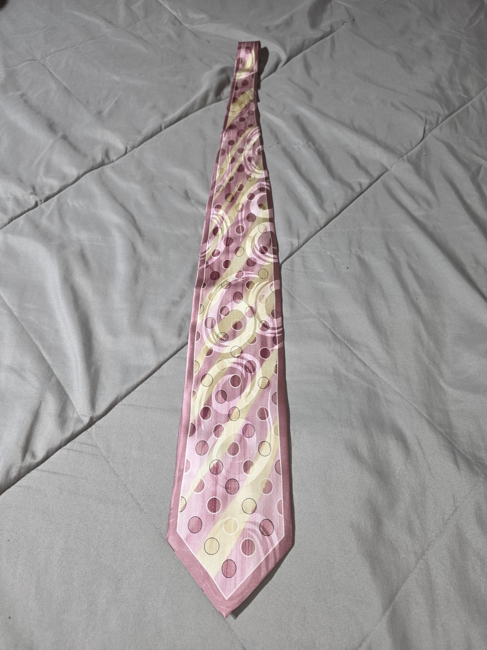 Stacy Adams Pink and Cream Polka Dot Silk Tie 4"